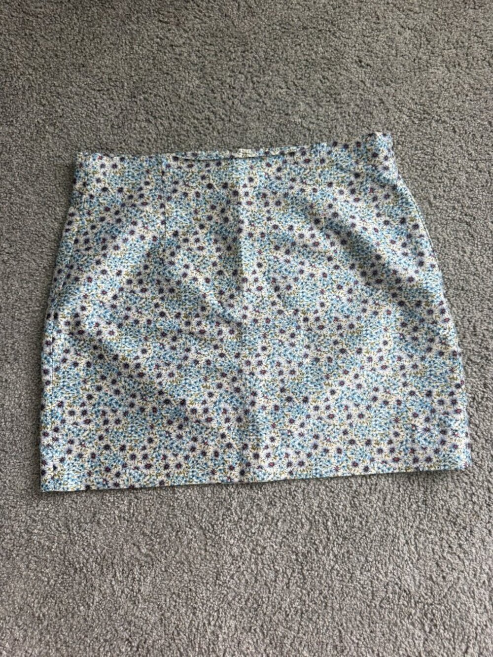 Zara Blue Floral Print Mini Skirt Side Zip Lined size M